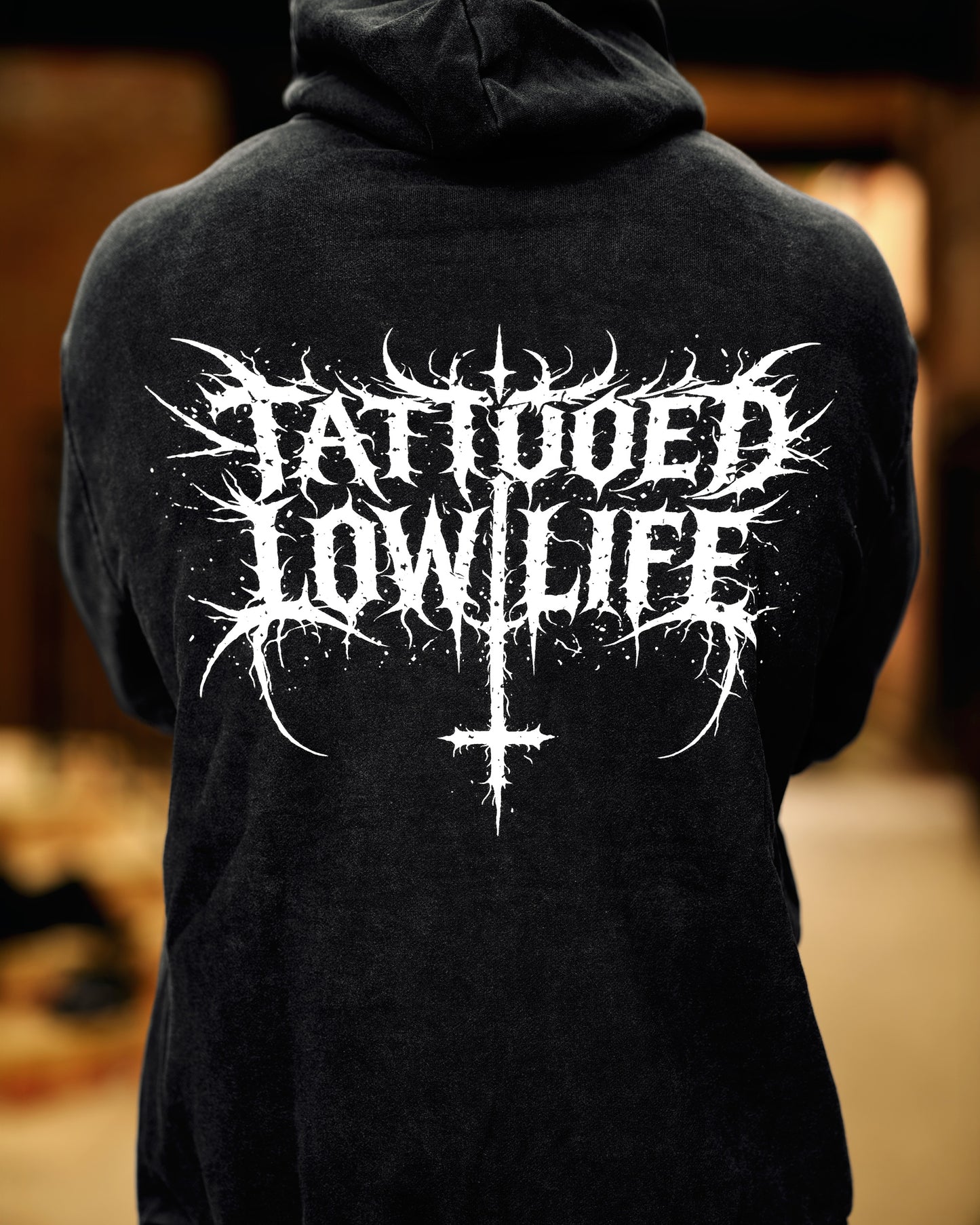 Tattooed Low Life Vintage Washed Cotton Hoodie