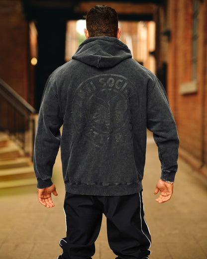 Anti Social Butterfly Snow Washed Loose Cotton Hoodie