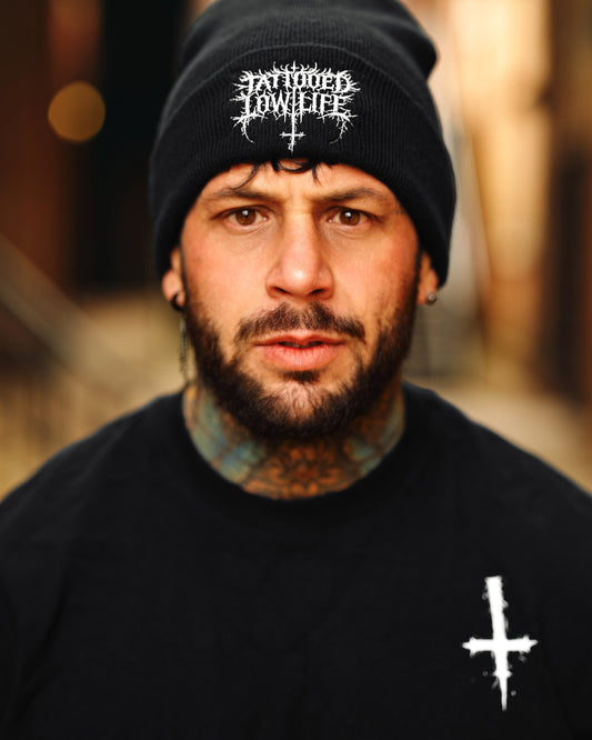 Tattooed Low Life Cuffed Beanie Hat